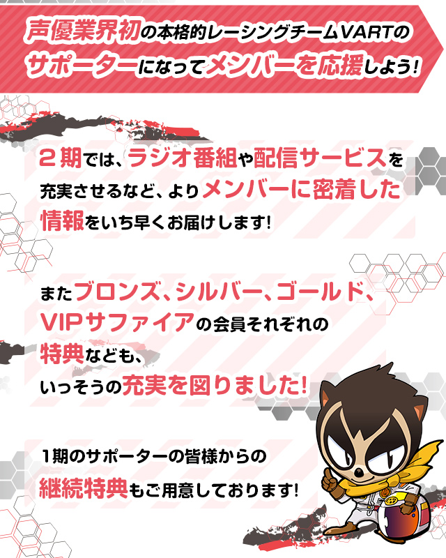 声優業界初の本格的レーシングチームVARTのサポーターになってメンバーを応援しよう!