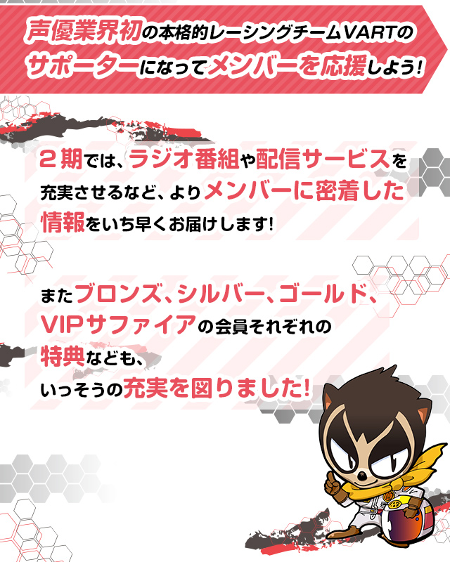 声優業界初の本格的レーシングチームVARTのサポーターになってメンバーを応援しよう!